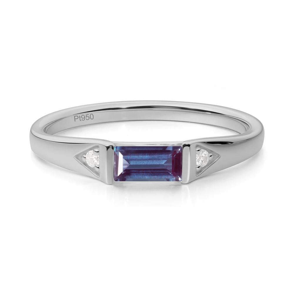 Minimalist Baguette Alexandrite Ring - LUO Jewelry #metal_platinum