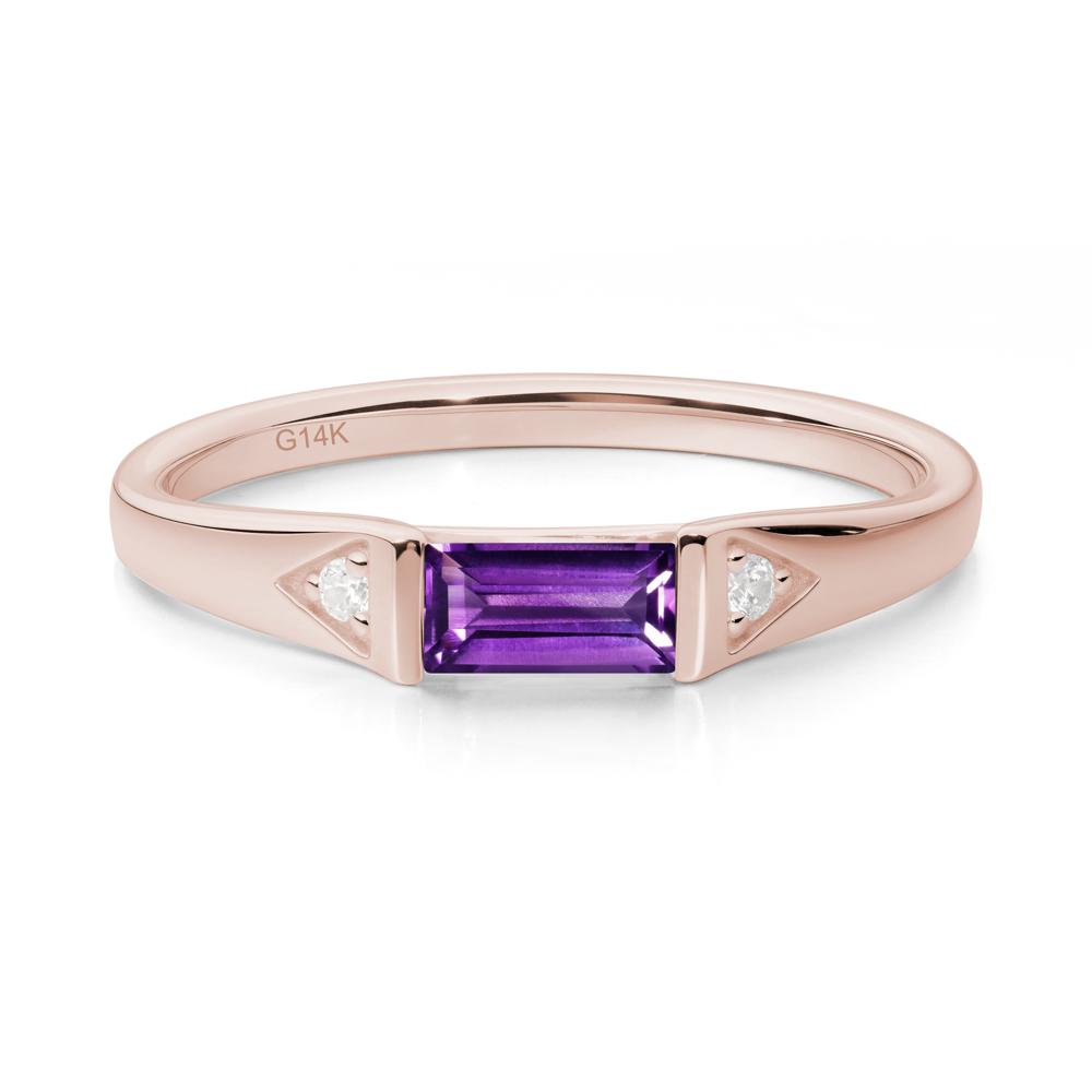 East-West Baguette Amethyst Ring - LUO Jewelry #metal_14k rose gold