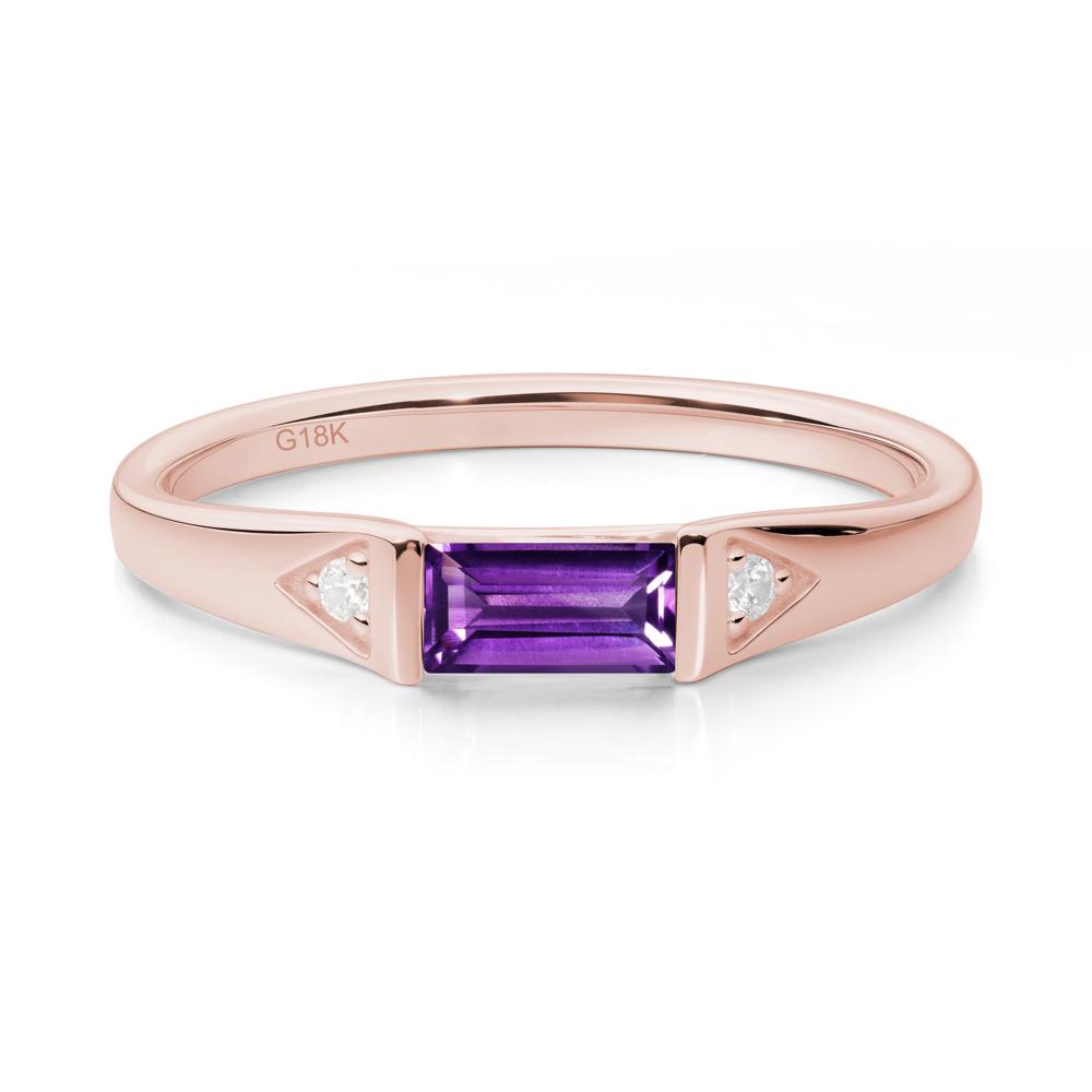 East-West Baguette Amethyst Ring - LUO Jewelry #metal_18k rose gold