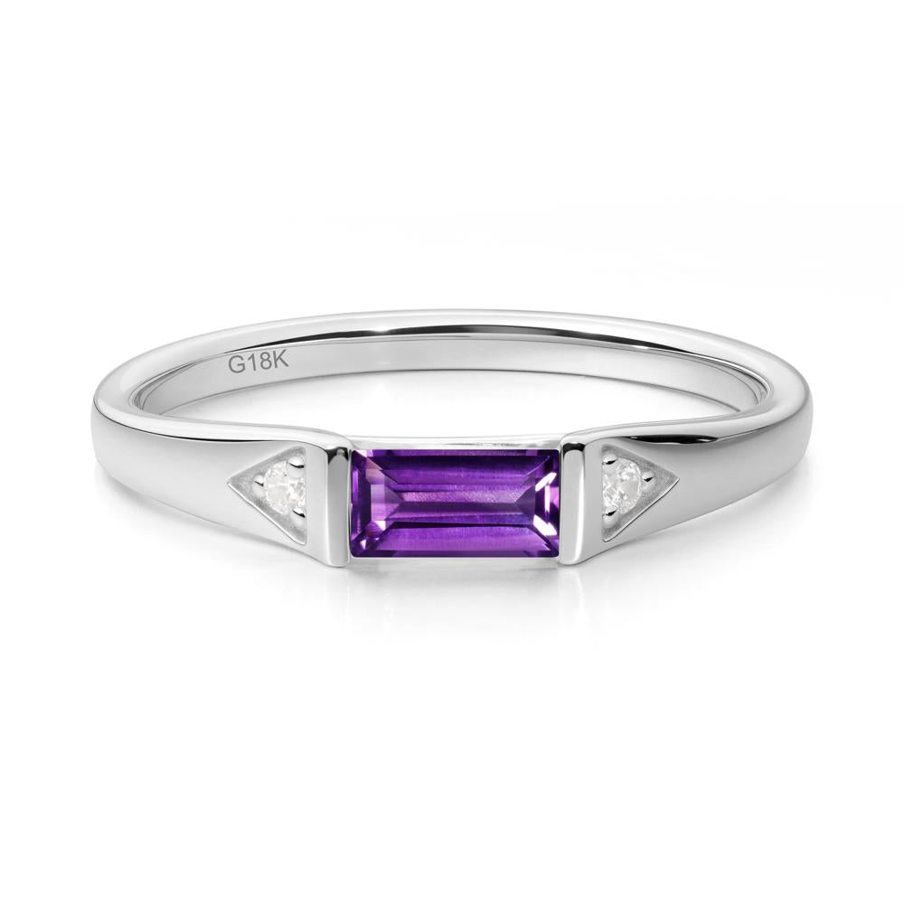 East-West Baguette Amethyst Ring - LUO Jewelry #metal_18k white gold