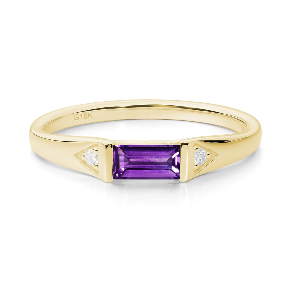 East-West Baguette Amethyst Ring - LUO Jewelry #metal_18k yellow gold