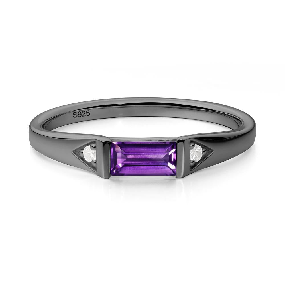 East-West Baguette Amethyst Ring - LUO Jewelry #metal_black finish sterling silver