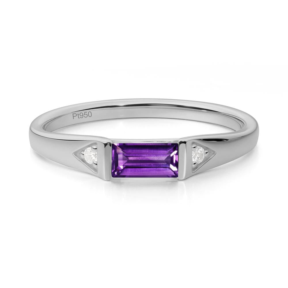 East-West Baguette Amethyst Ring - LUO Jewelry #metal_platinum