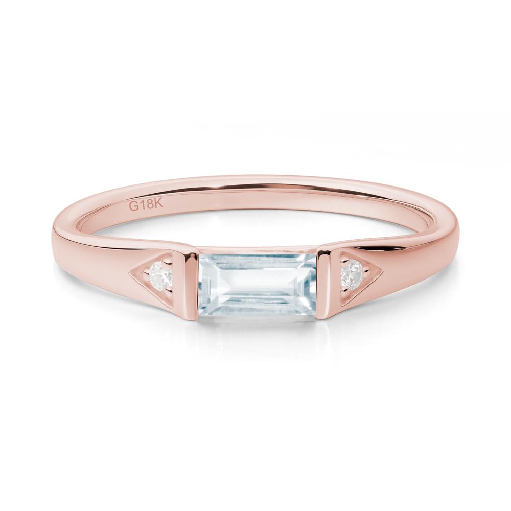 East-West Baguette Aquamarine Ring - LUO Jewelry #metal_18k rose gold