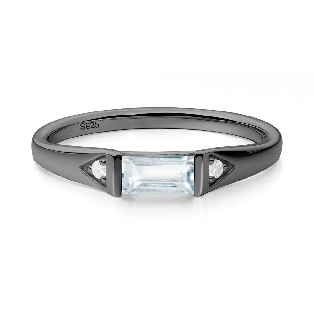 East-West Baguette Aquamarine Ring - LUO Jewelry #metal_black finish sterling silver