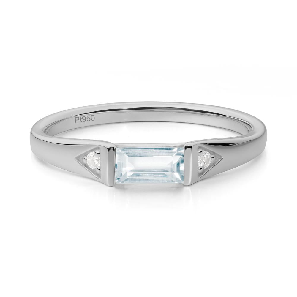 East-West Baguette Aquamarine Ring - LUO Jewelry #metal_platinum