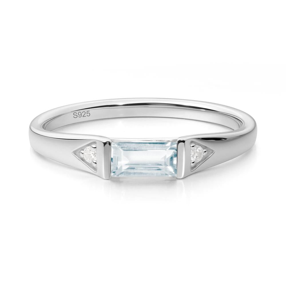 East-West Baguette Aquamarine Ring - LUO Jewelry #metal_sterling silver