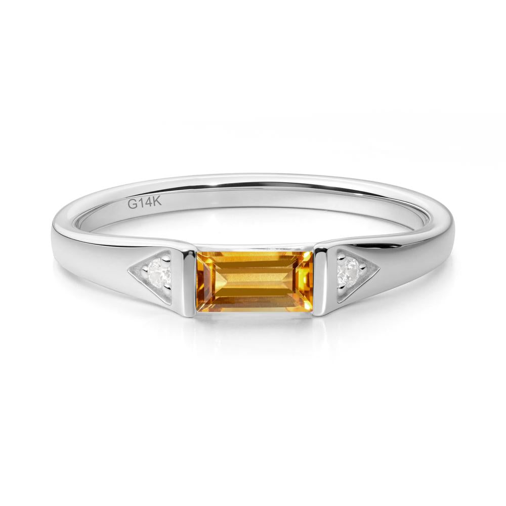 East-West Baguette Citrine Ring - LUO Jewelry #metal_14k white gold