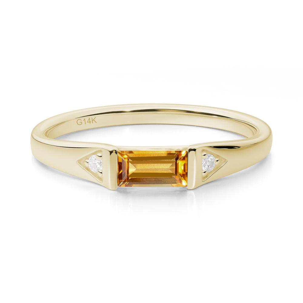 East-West Baguette Citrine Ring - LUO Jewelry #metal_14k yellow gold