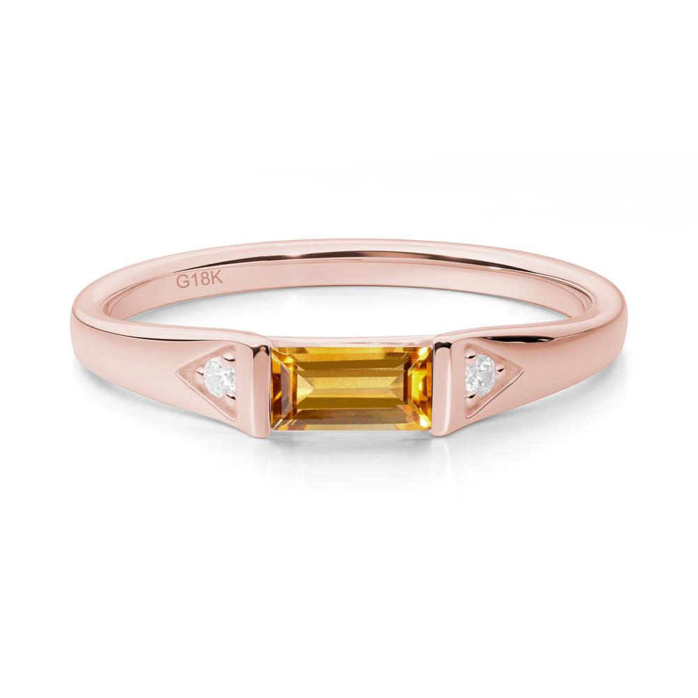 East-West Baguette Citrine Ring - LUO Jewelry #metal_18k rose gold