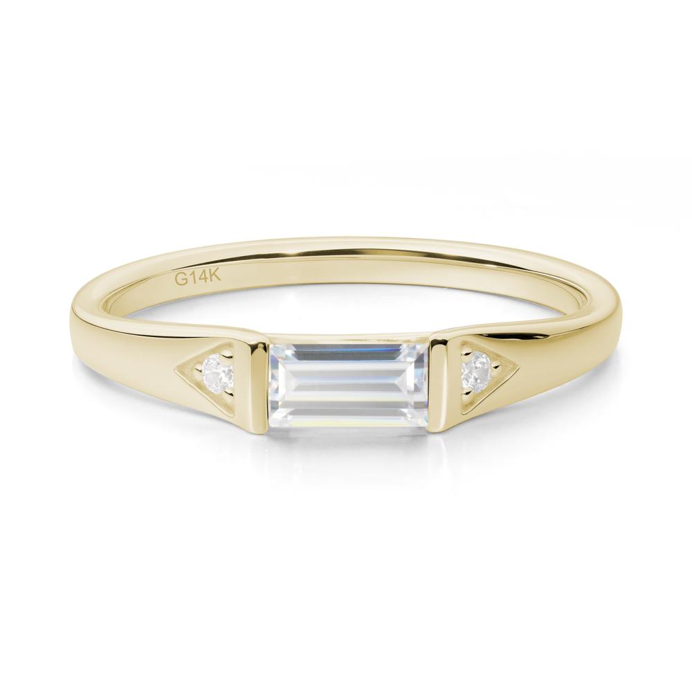Minimalist Baguette Cubic Zirconia Ring - LUO Jewelry #metal_14k yellow gold