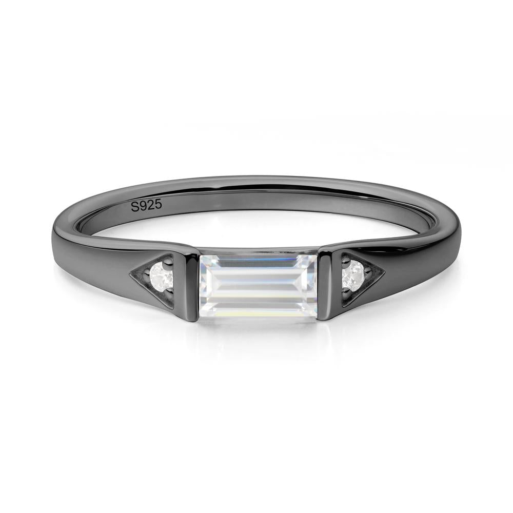 Minimalist Baguette Cubic Zirconia Ring - LUO Jewelry #metal_black finish sterling silver