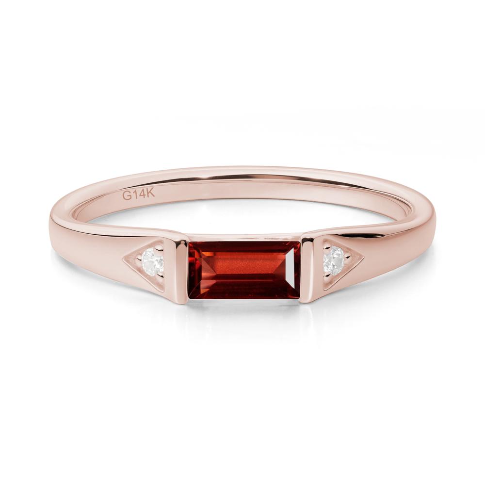 East-West Baguette Garnet Ring - LUO Jewelry #metal_14k rose gold