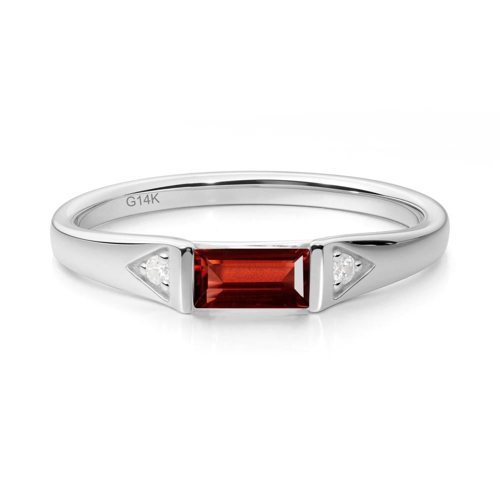 East-West Baguette Garnet Ring - LUO Jewelry #metal_14k white gold