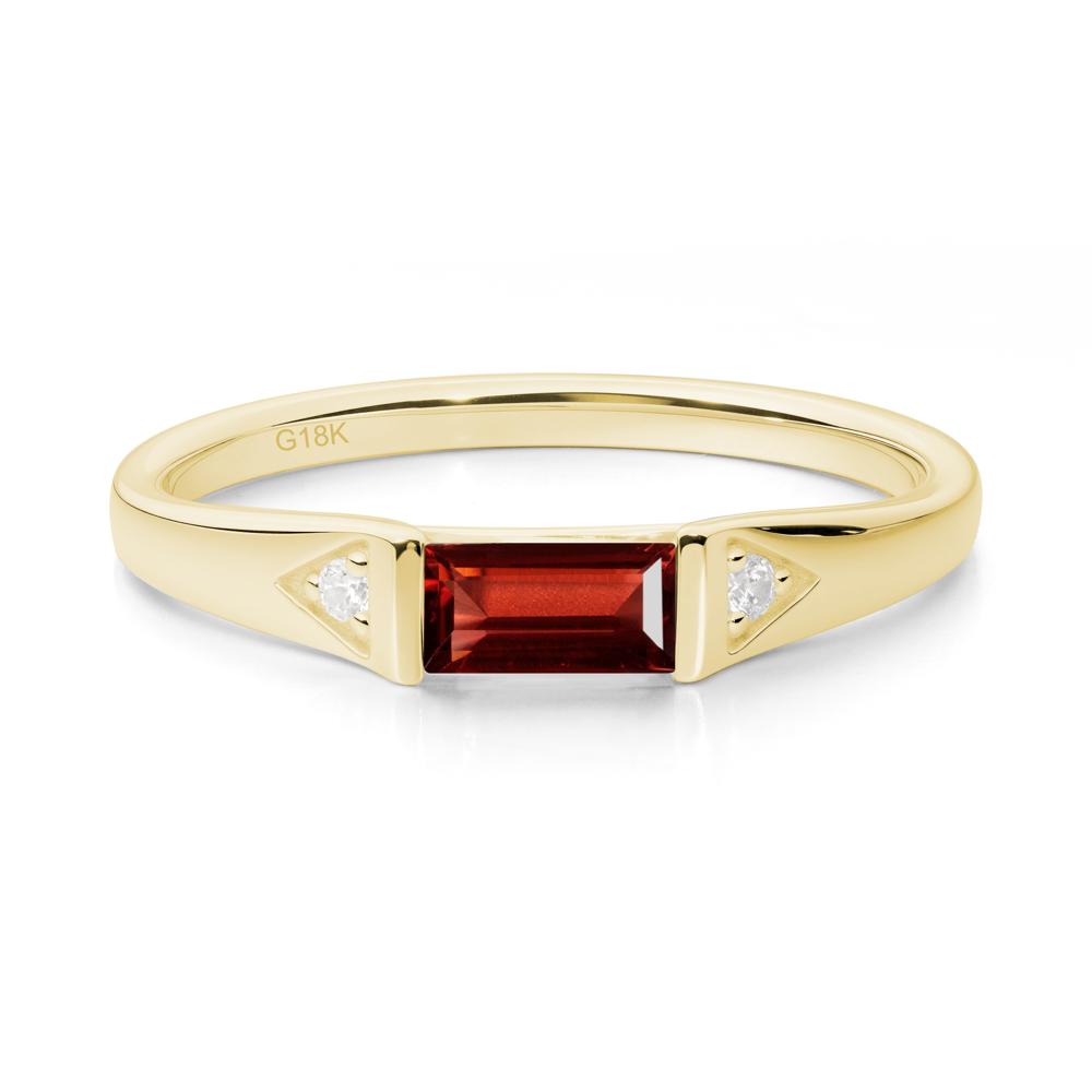 East-West Baguette Garnet Ring - LUO Jewelry #metal_18k yellow gold