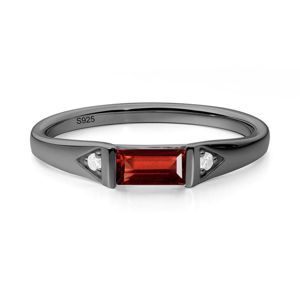 East-West Baguette Garnet Ring - LUO Jewelry #metal_black finish sterling silver