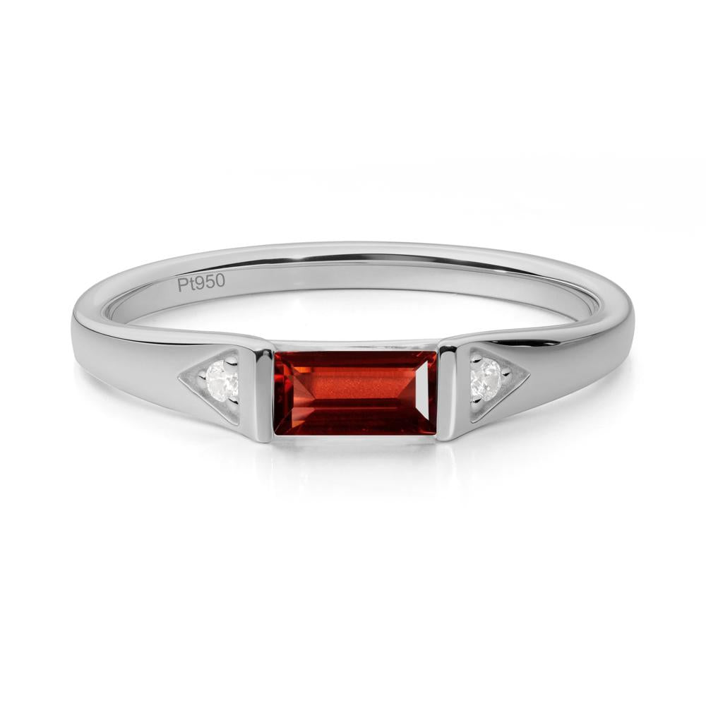 East-West Baguette Garnet Ring - LUO Jewelry #metal_platinum