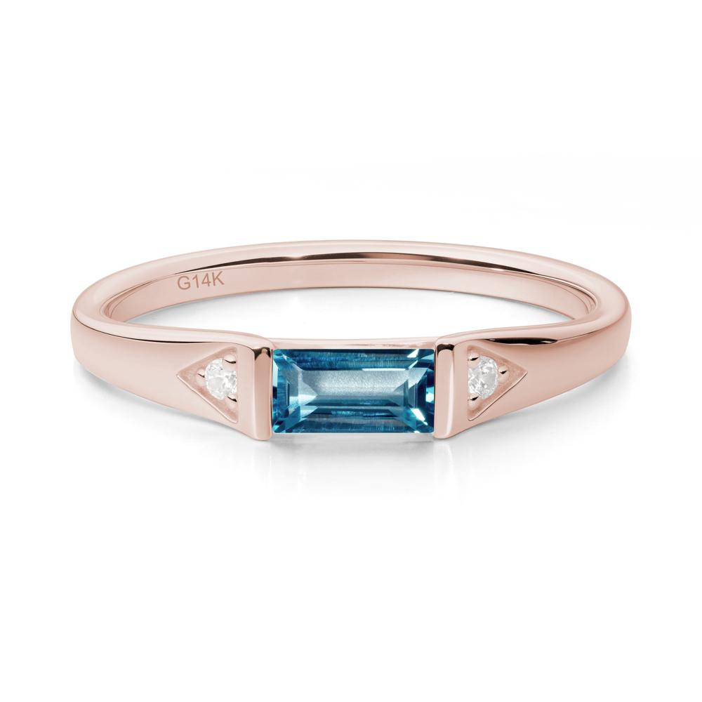 Minimalist Baguette London Blue Topaz Ring - LUO Jewelry #metal_14k rose gold