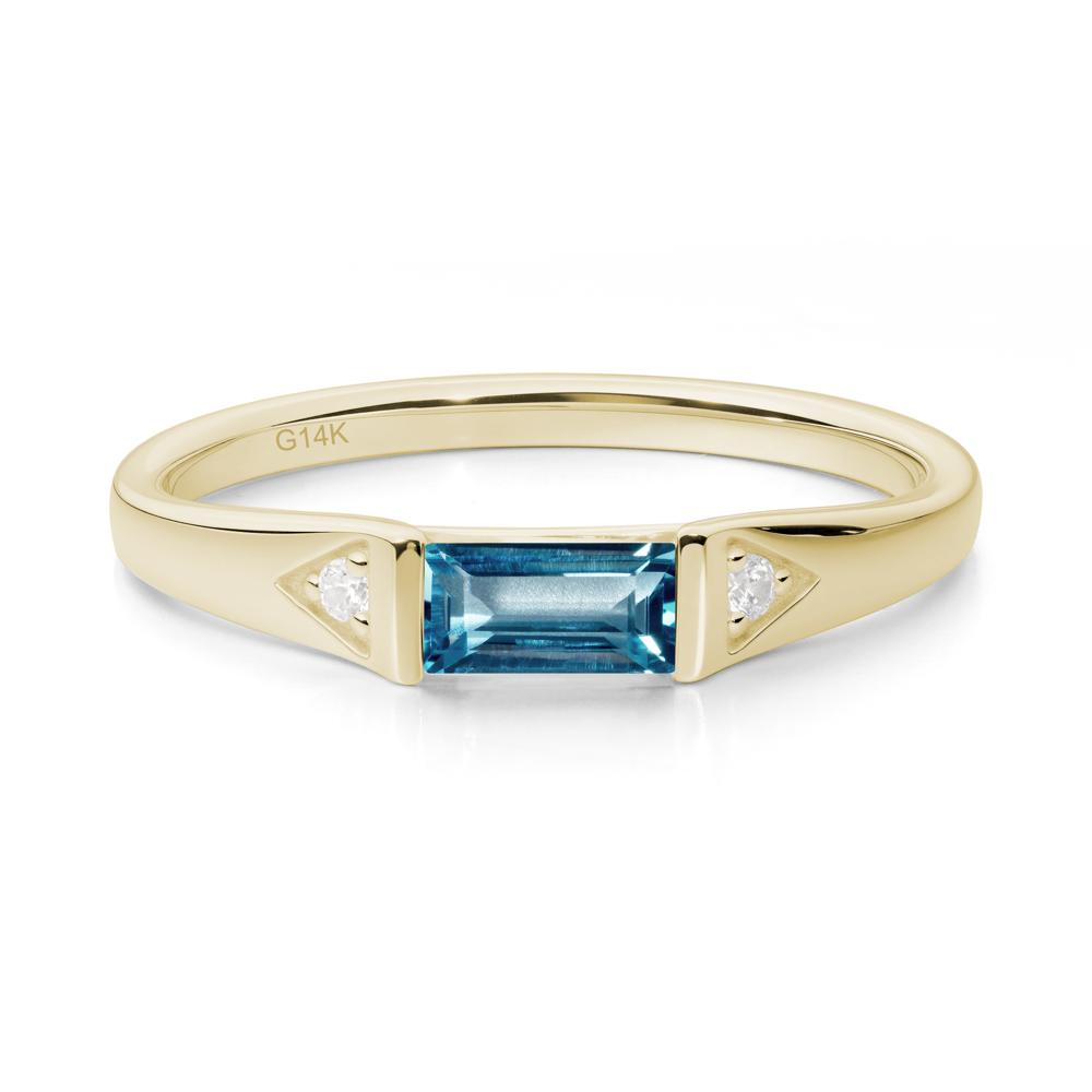 Minimalist Baguette London Blue Topaz Ring - LUO Jewelry #metal_14k yellow gold