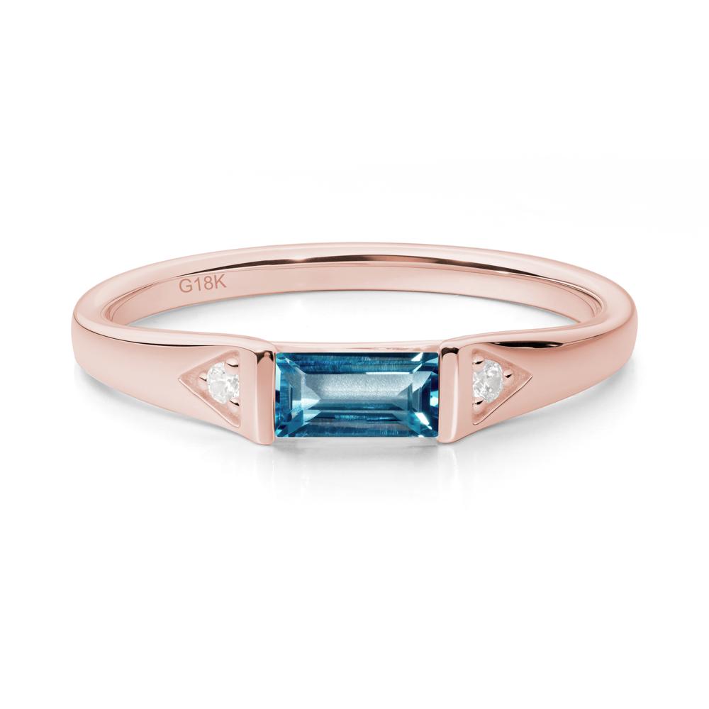 Minimalist Baguette London Blue Topaz Ring - LUO Jewelry #metal_18k rose gold