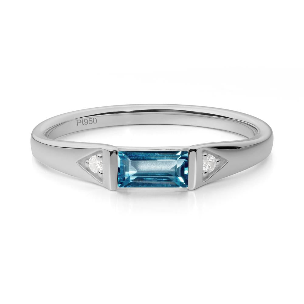 Minimalist Baguette London Blue Topaz Ring - LUO Jewelry #metal_platinum