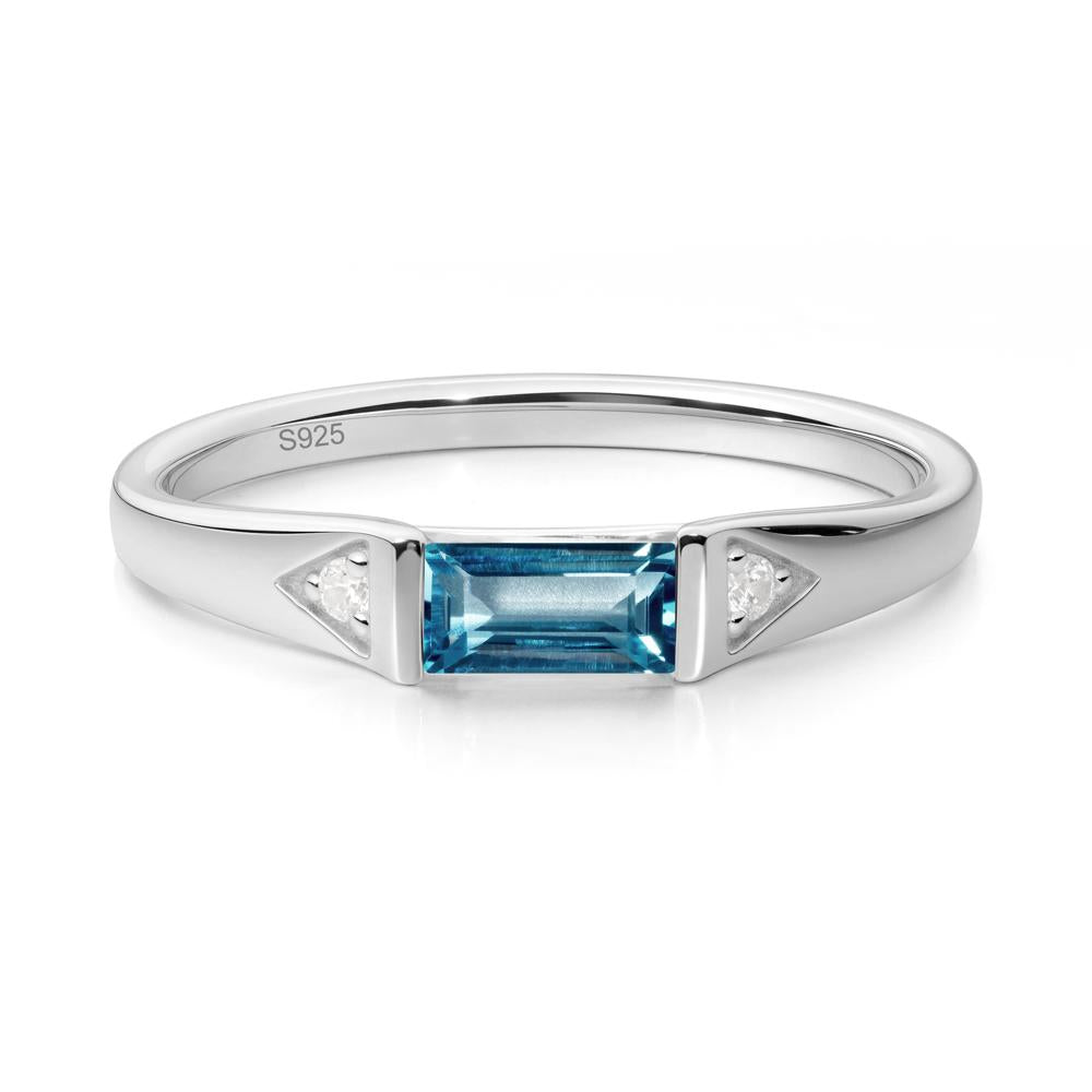 Minimalist Baguette London Blue Topaz Ring - LUO Jewelry #metal_sterling silver