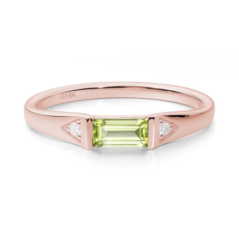Minimalist Baguette Peridot Ring - LUO Jewelry #metal_18k rose gold