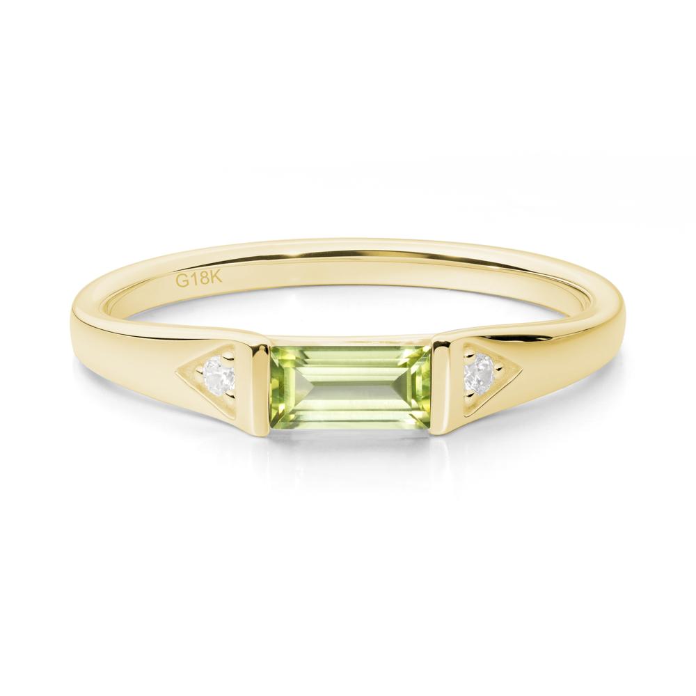 Minimalist Baguette Peridot Ring - LUO Jewelry #metal_18k yellow gold