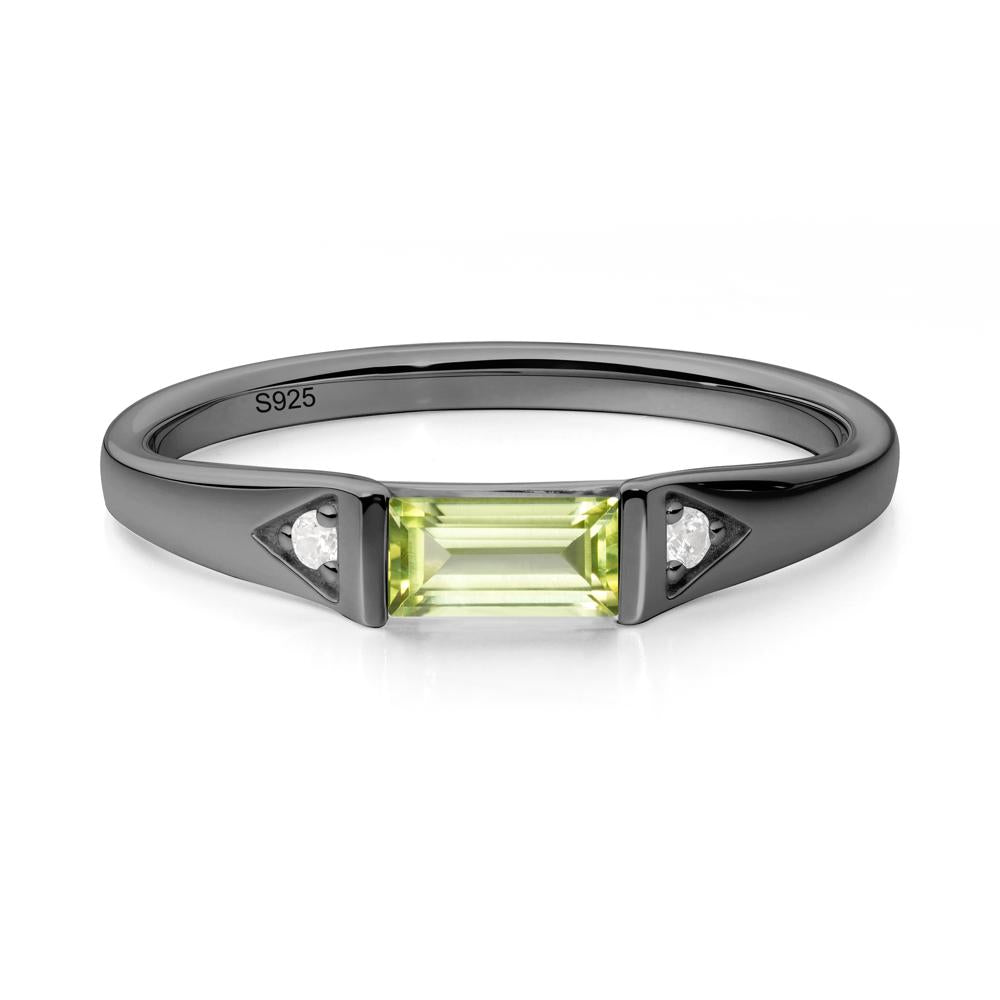 Minimalist Baguette Peridot Ring - LUO Jewelry #metal_black finish sterling silver