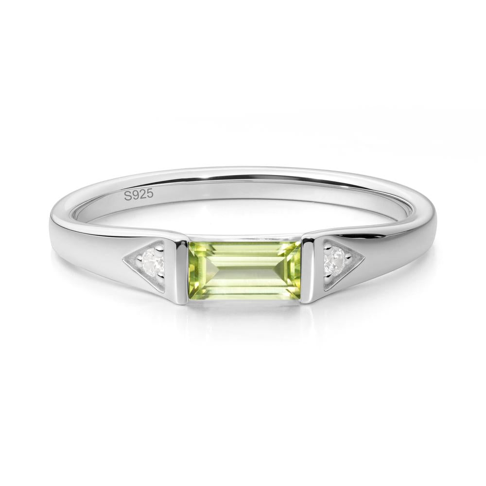 Minimalist Baguette Peridot Ring - LUO Jewelry #metal_sterling silver