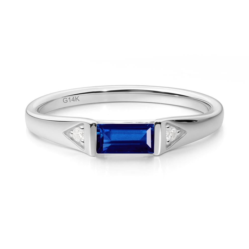 Baguette Sapphire Promise Ring - LUO Jewelry #metal_14k white gold