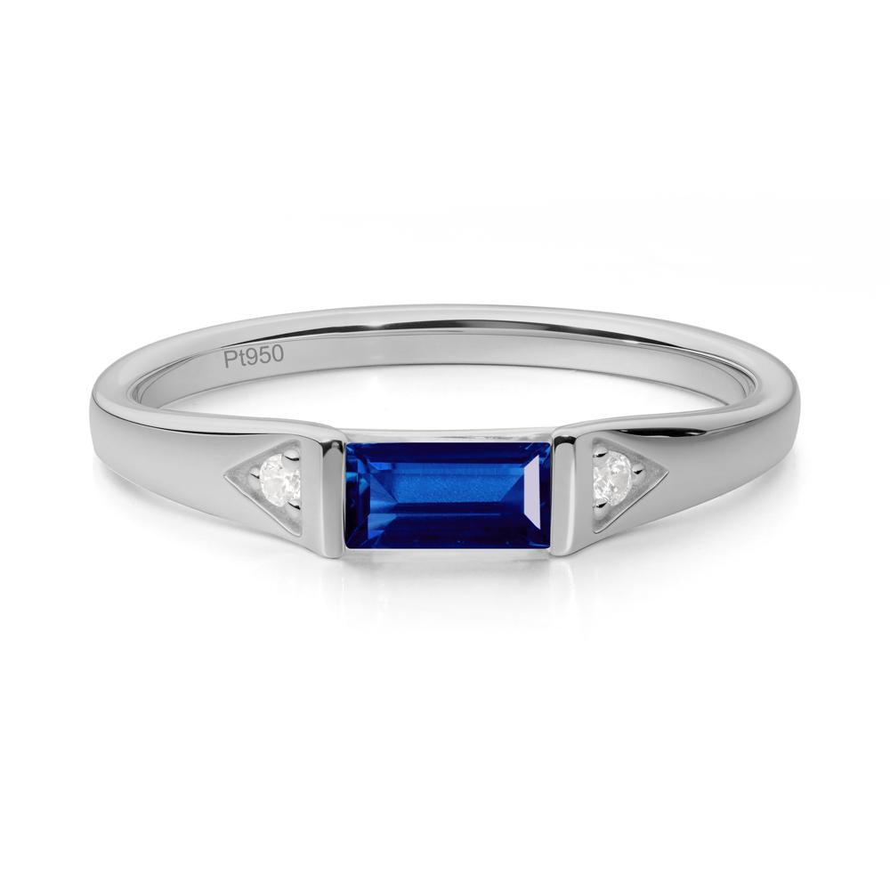 Baguette Sapphire Promise Ring - LUO Jewelry #metal_platinum