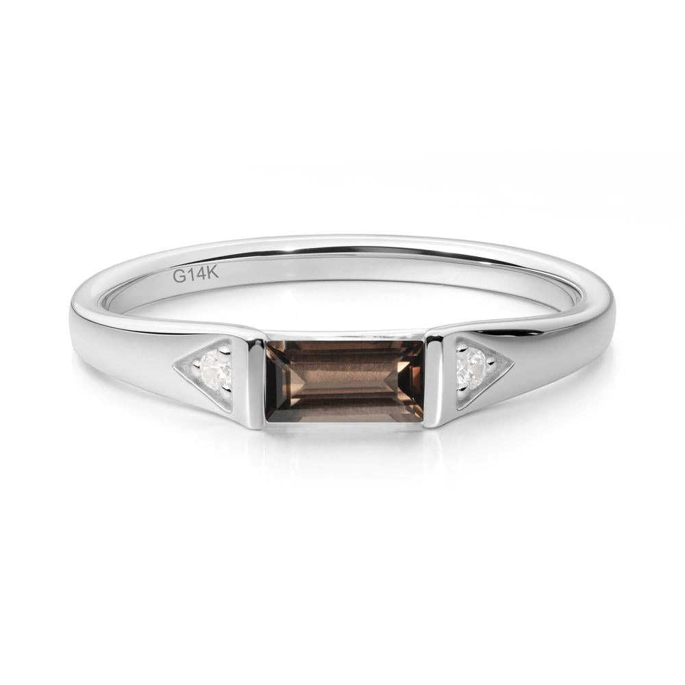 Baguette Smoky Quartz Promise Ring - LUO Jewelry #metal_14k white gold