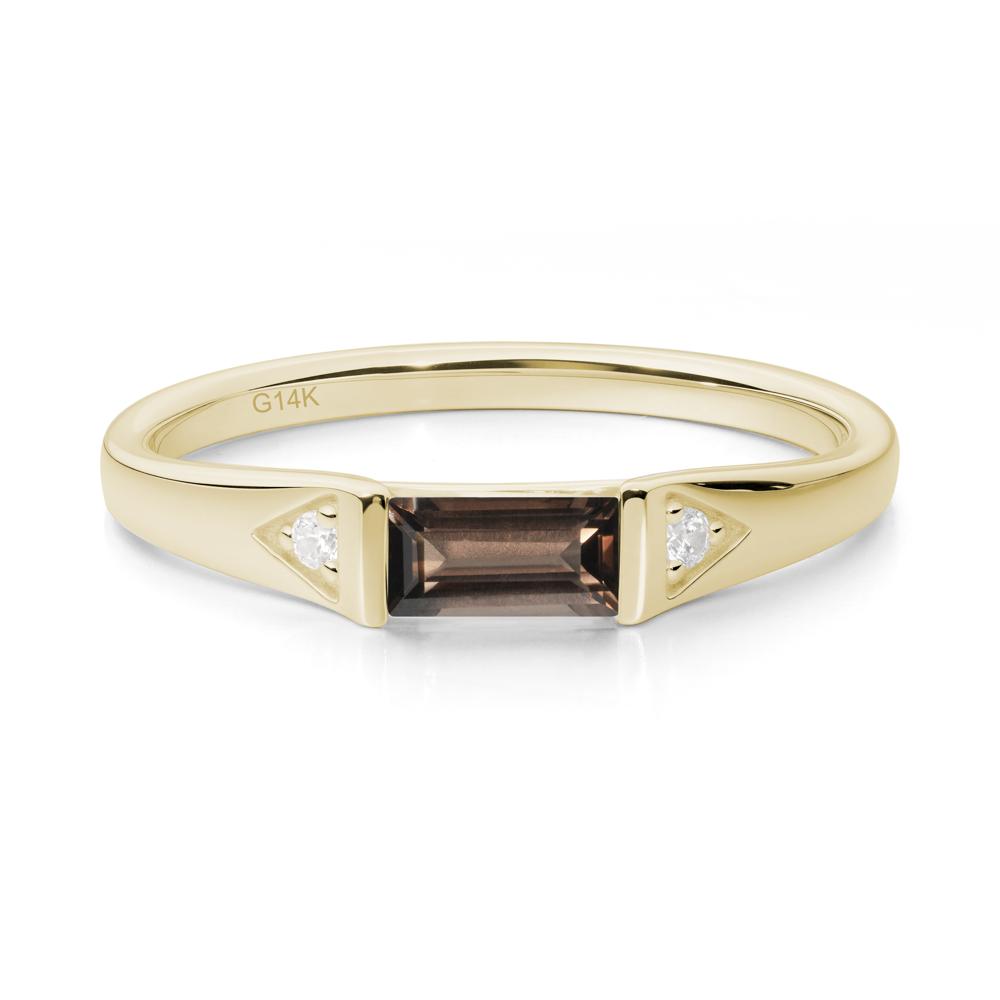 Baguette Smoky Quartz Promise Ring - LUO Jewelry #metal_14k yellow gold