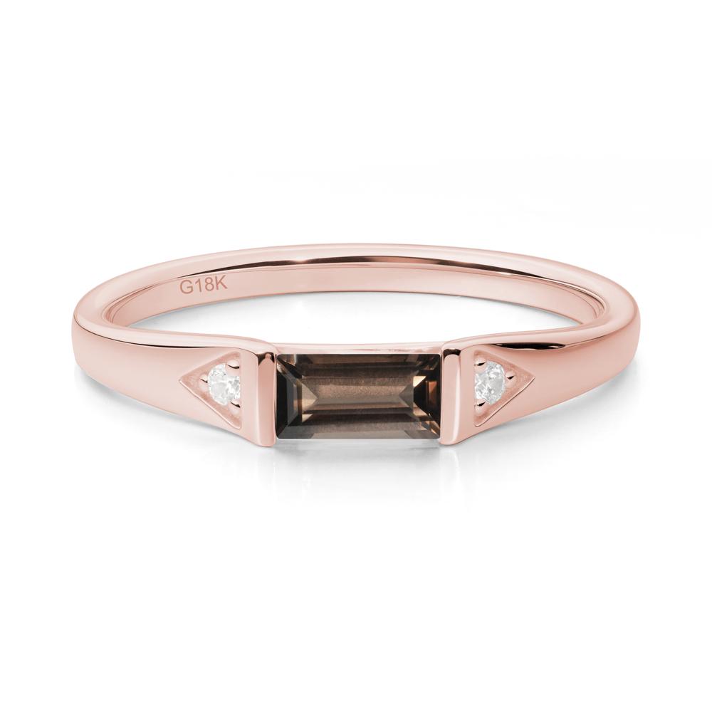 Baguette Smoky Quartz Promise Ring - LUO Jewelry #metal_18k rose gold