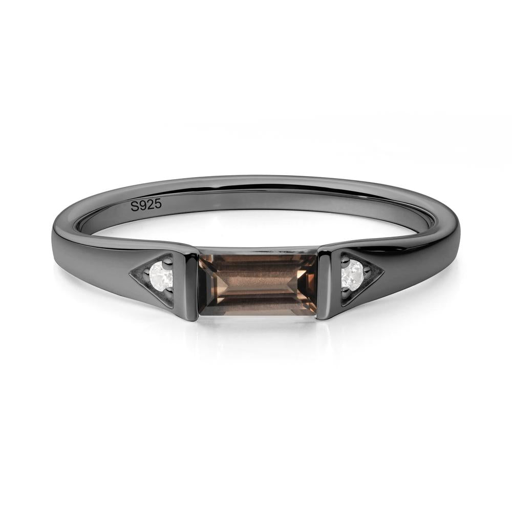 Baguette Smoky Quartz Promise Ring - LUO Jewelry #metal_black finish sterling silver