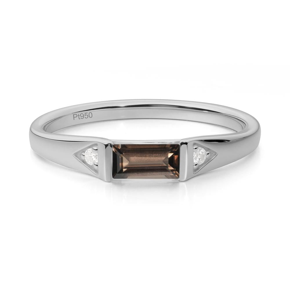 Baguette Smoky Quartz Promise Ring - LUO Jewelry #metal_platinum