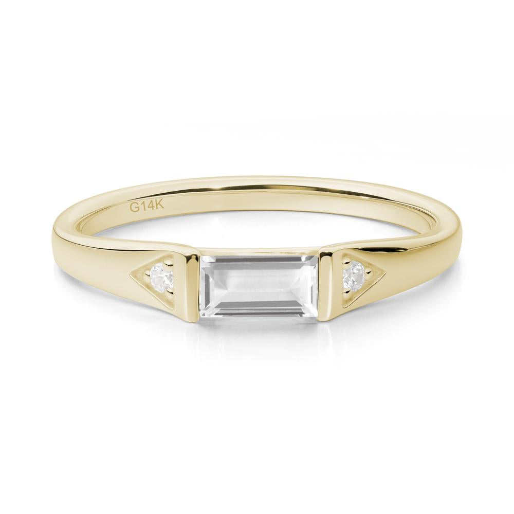 Baguette White Topaz Promise Ring - LUO Jewelry #metal_14k yellow gold