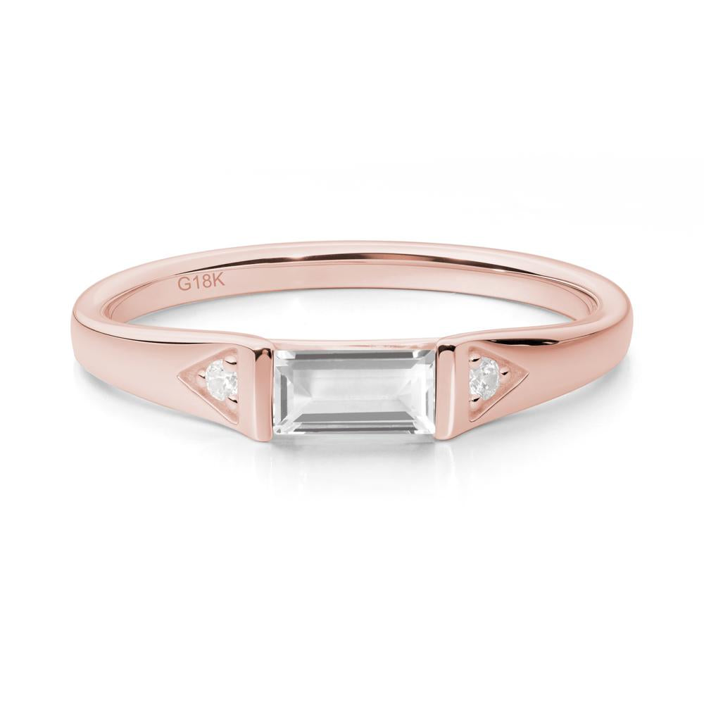 Baguette White Topaz Promise Ring - LUO Jewelry #metal_18k rose gold