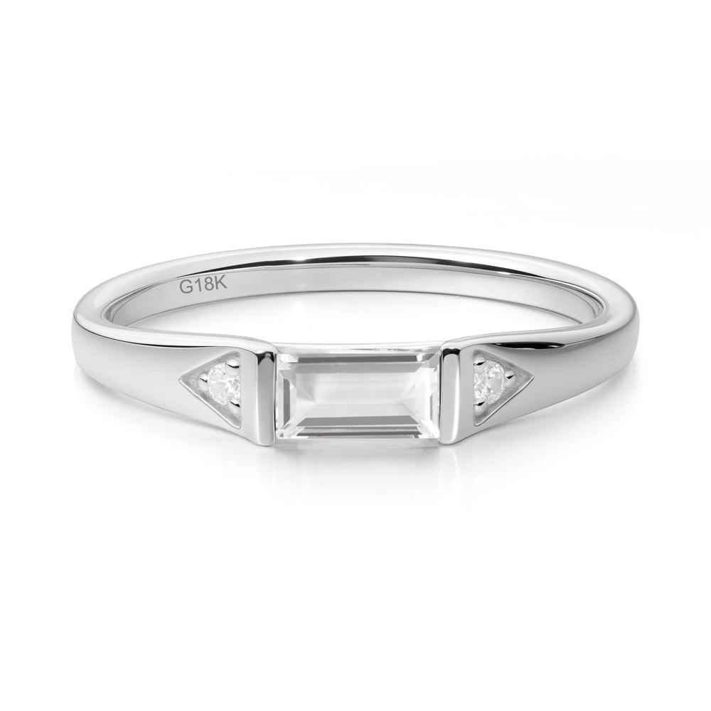 Baguette White Topaz Promise Ring - LUO Jewelry #metal_18k white gold