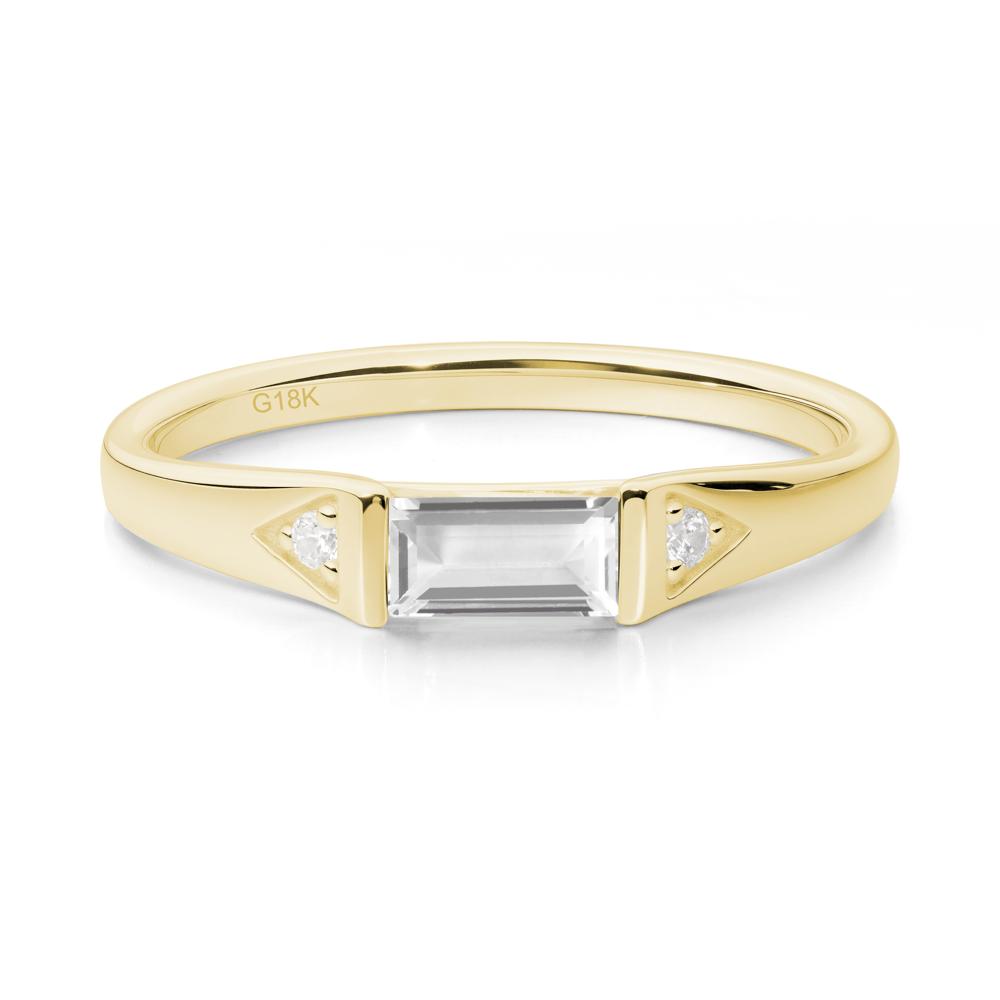 Baguette White Topaz Promise Ring - LUO Jewelry #metal_18k yellow gold
