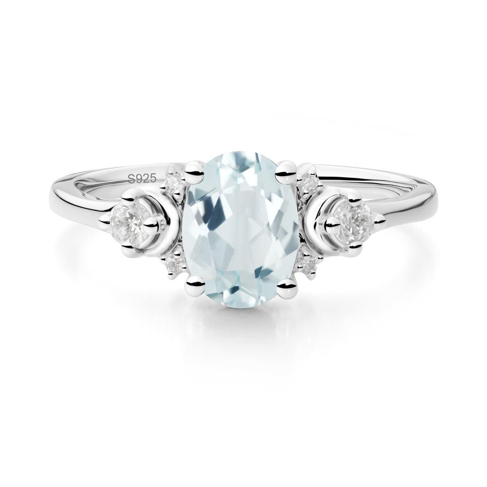 Crescent Moon Inspired Aquamarine Ring - LUO Jewelry #metal_sterling silver