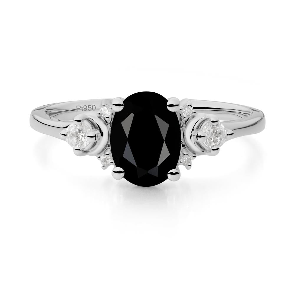 Crescent Moon Inspired Black Spinel Ring - LUO Jewelry #metal_platinum