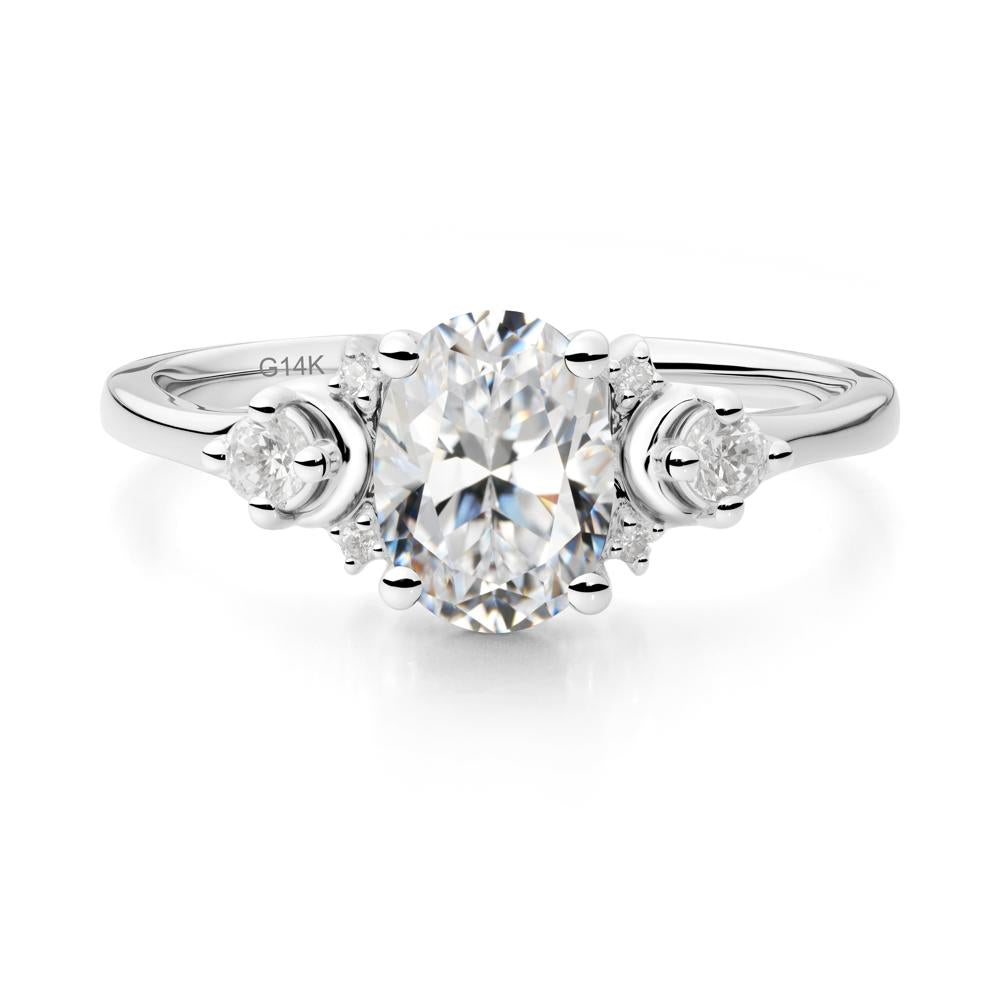 Crescent Moon Inspired Cubic Zirconia Ring - LUO Jewelry #metal_14k white gold