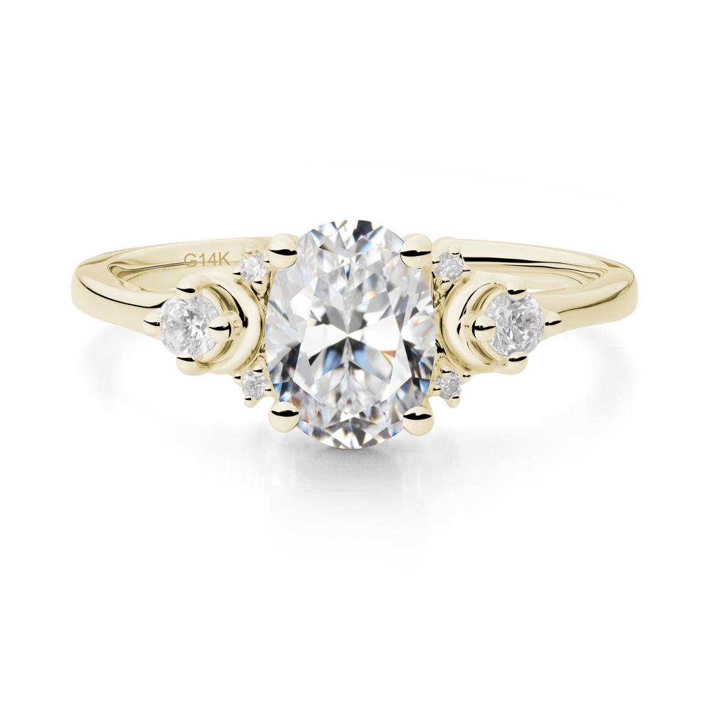 Crescent Moon Inspired Cubic Zirconia Ring - LUO Jewelry #metal_14k yellow gold