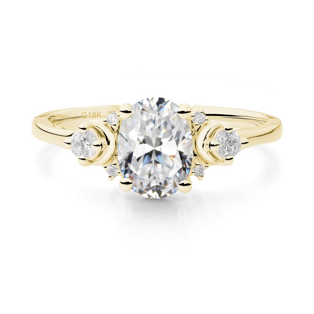 Crescent Moon Inspired Cubic Zirconia Ring - LUO Jewelry #metal_18k yellow gold