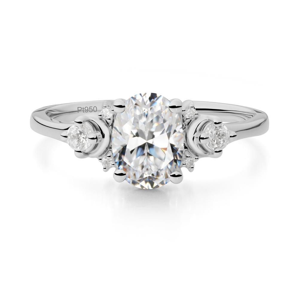 Crescent Moon Inspired Cubic Zirconia Ring - LUO Jewelry #metal_platinum