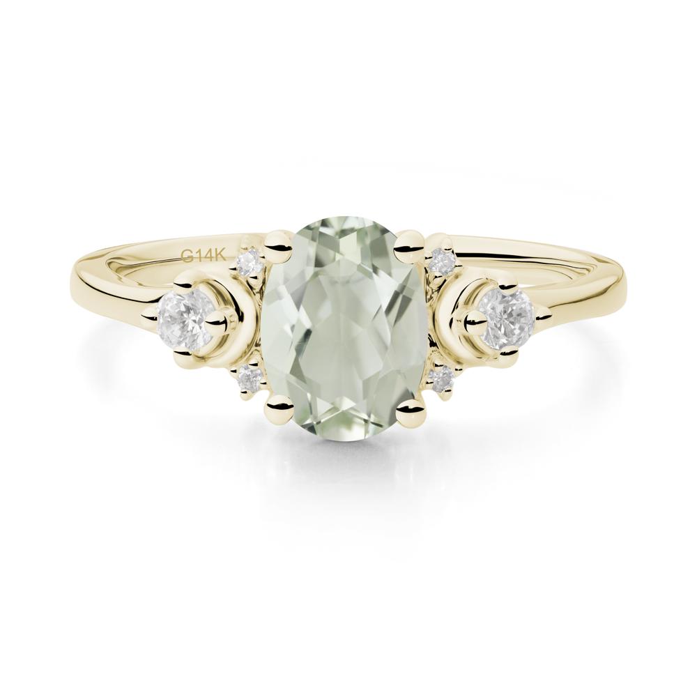 Crescent Moon Inspired Green Amethyst Ring - LUO Jewelry #metal_14k yellow gold