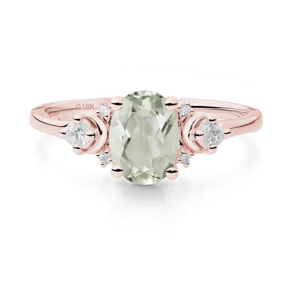 Crescent Moon Inspired Green Amethyst Ring - LUO Jewelry #metal_18k rose gold