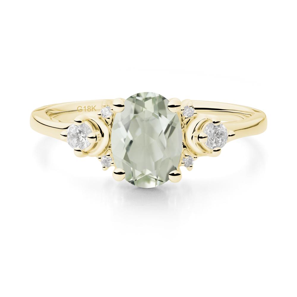 Crescent Moon Inspired Green Amethyst Ring - LUO Jewelry #metal_18k yellow gold